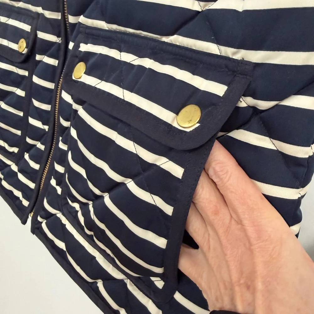 J. Crew Navy and White Striped Womens  Vest- medium